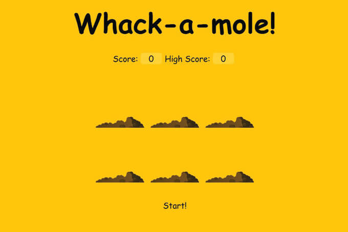 A preview of the Whack a Mole challenge